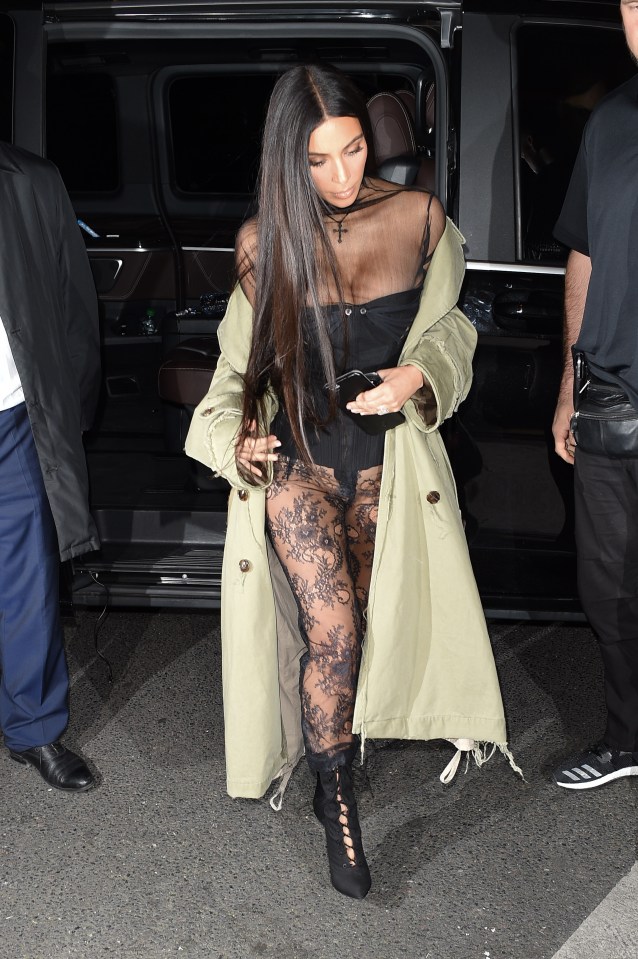  Kim Kardashian put her body confidence to the test in a dangerous black mesh outfit