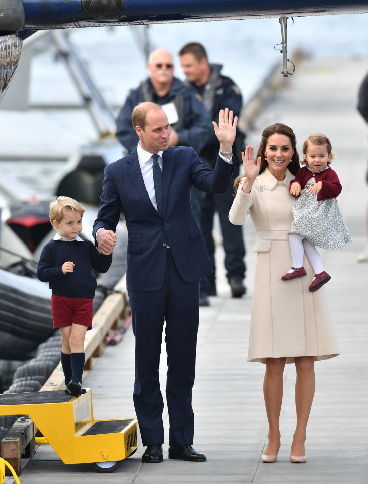 Duke and Duchess of Cambridge with their children Prince George and Prince Charlotte bidding farewell to Canada