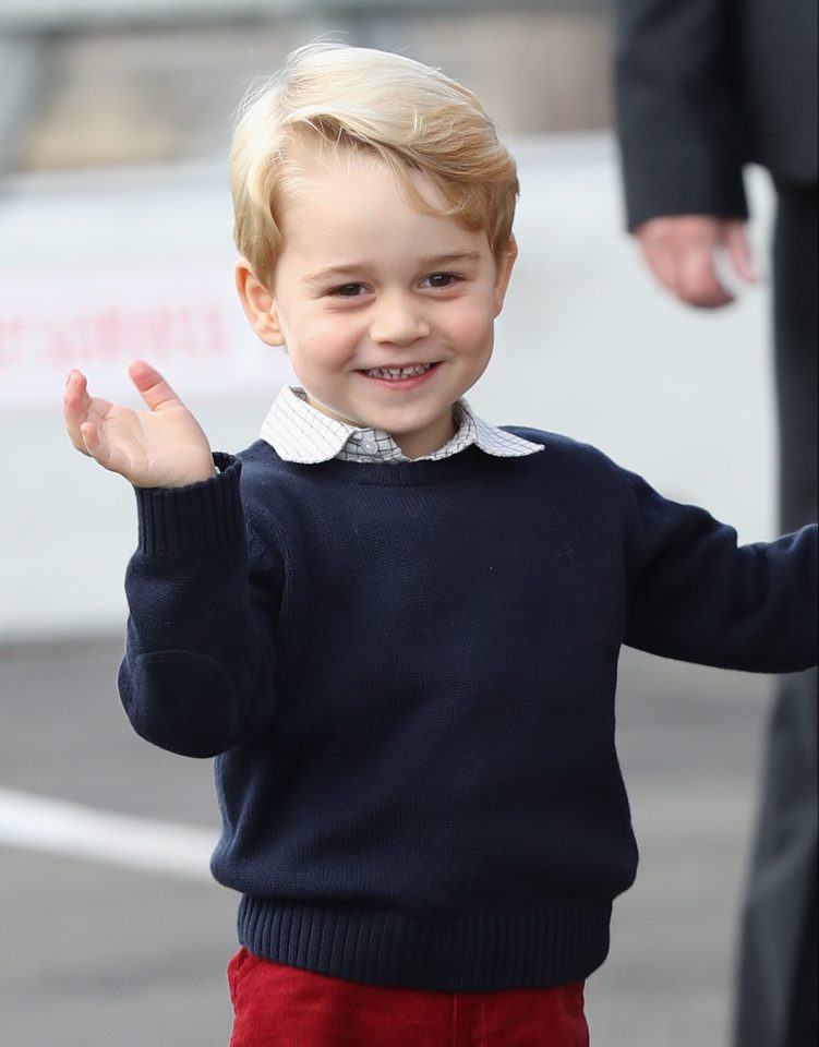  The cheeky prince enthusiastically waved to well-wishers on the runway in Canada