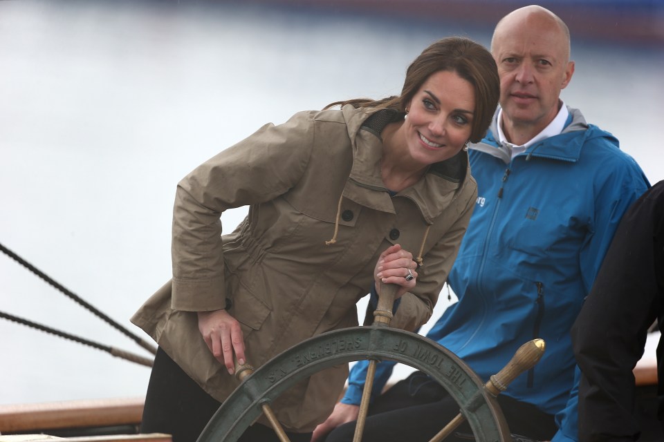 Earlier this moring, Kate steered the tall ship, the Pacific Grace