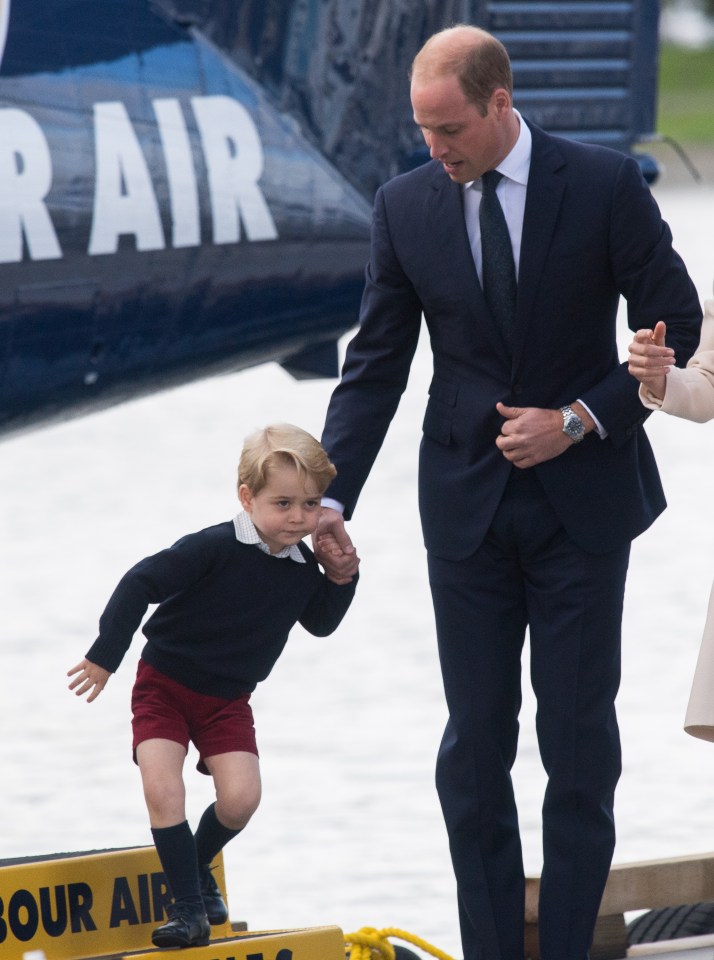 The toddler seemed eager to board to sea plane at the end of the eight-day tour of Canada