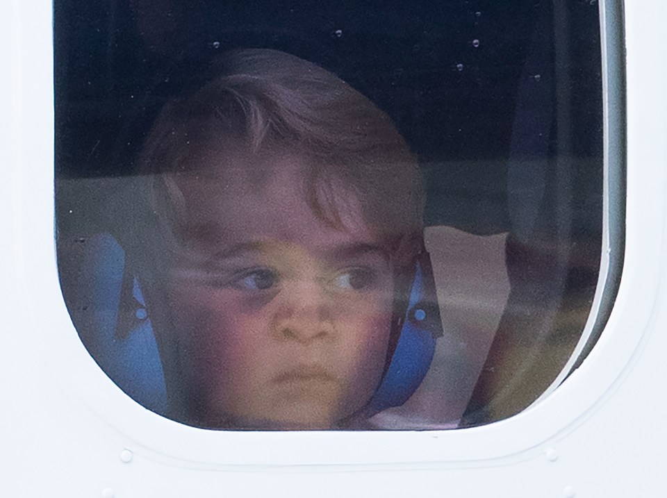 Cheeky George also squashed his nbose up aginst the window of the plane