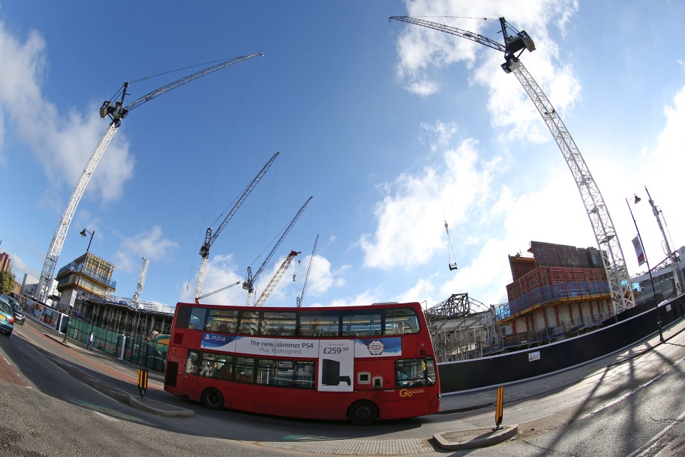 The view of the construction site at White Hart Lane 