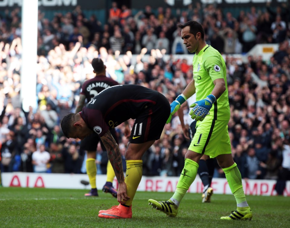 Aleksandar Kolarov scores an own goal to give Tottenham the lead