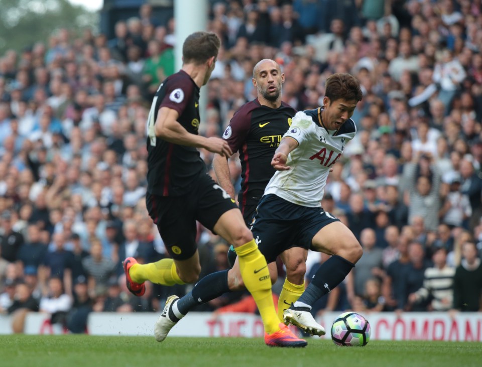 Son wriggles past Man City's John Stones 