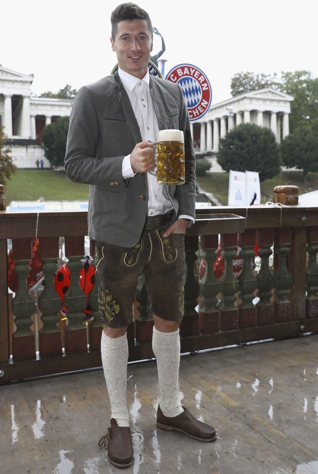 Robert Lewandowski enjoying himself at the beer festival