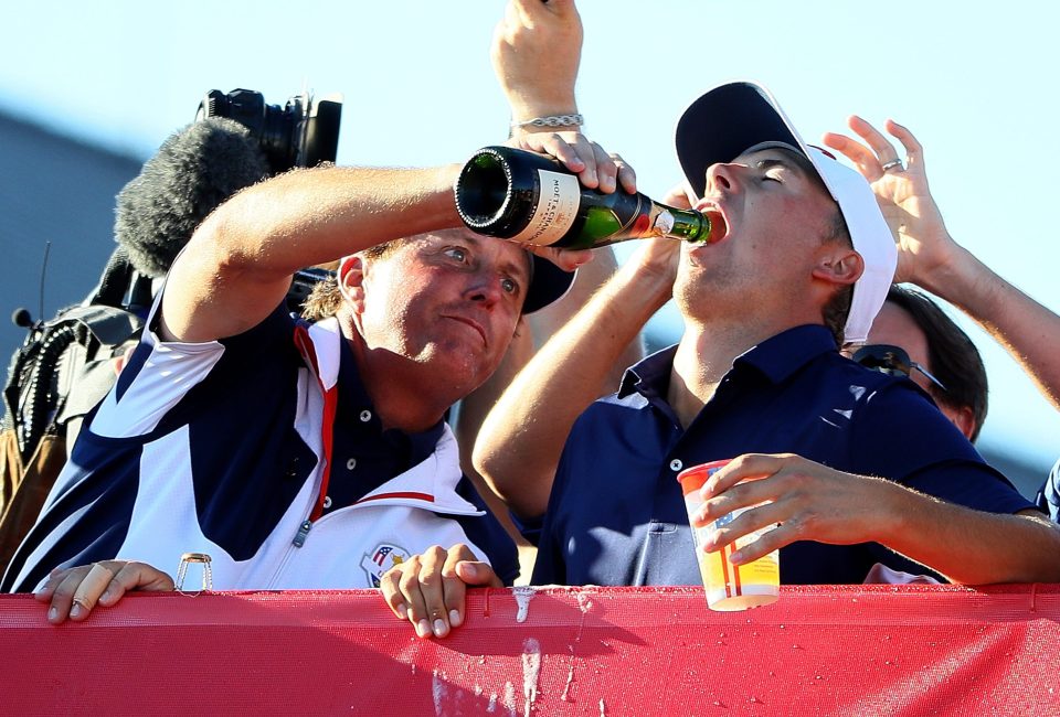  Phil Mickelson and Jordan Spieth celebrate winning the Ryder Cup