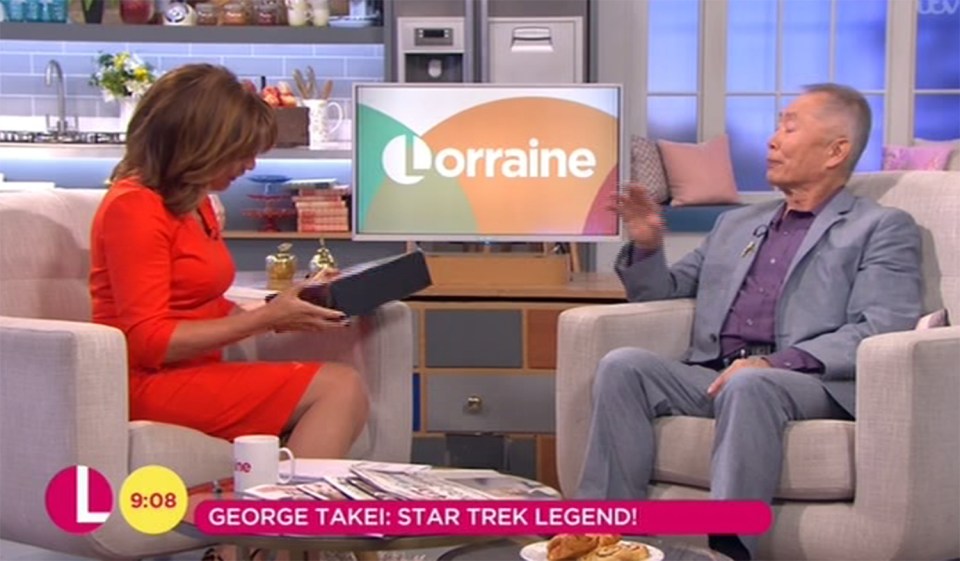  He presented chuffed Trekkie Lorraine with a special gift set