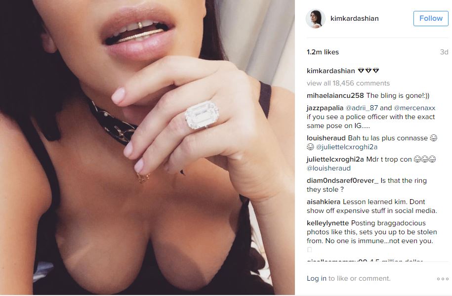  Kim flaunted her jewellery on social media before the shocking raid