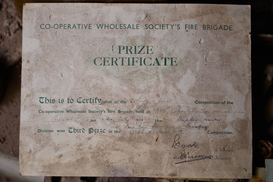  The secret fire station has been described as a 'treasure trove' of artefacts - which includes this prize certificate given to the firefighters