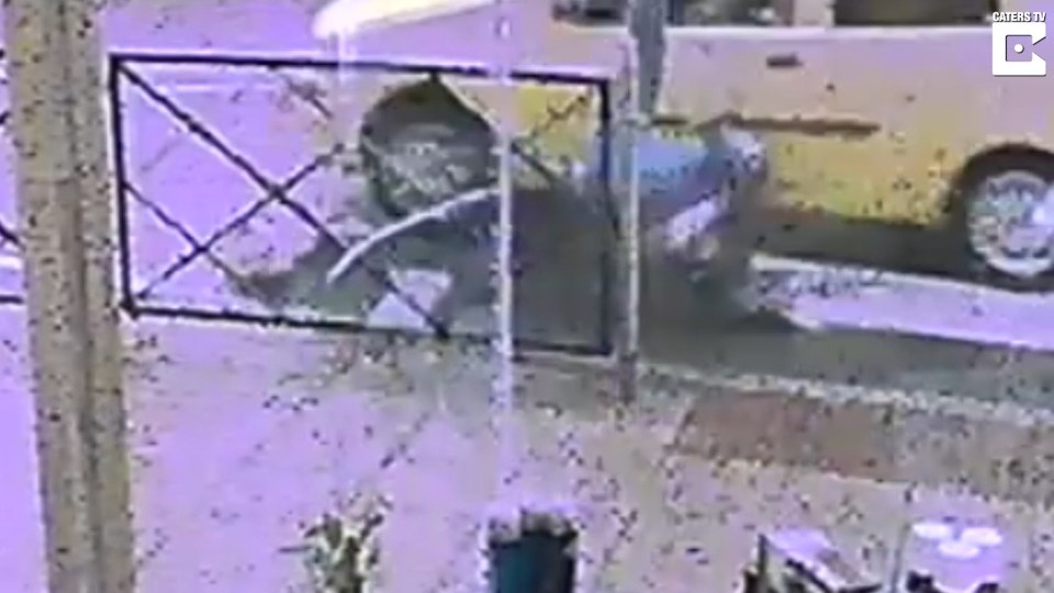  In the footage a yellow car can be seen ploughing into a woman