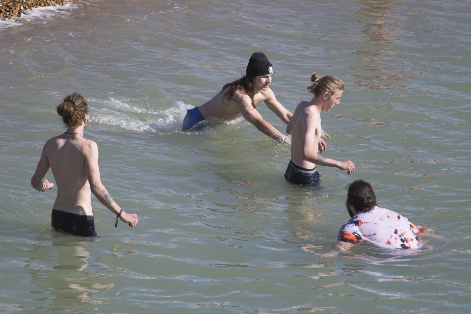  And he wasn't alone, with members of the public taking full advantage of the sunshine to spend time on Brighton beach