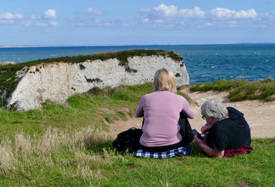  People enjoyed the views across the Solent from the top of Harry Rocks Ballard Down Dorset