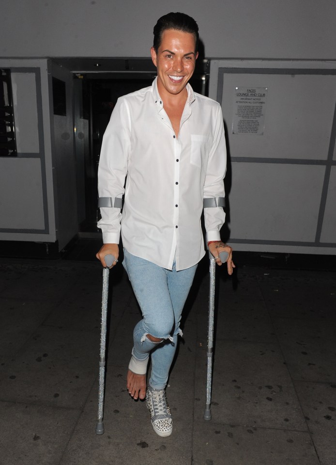  Bobby Norris put on a brave face, despite being on crutches