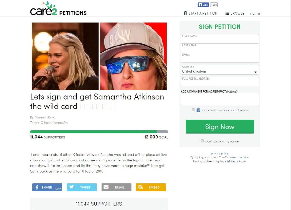  Jasemin set up the petition to try and get her cousin Samantha back on The X Factor