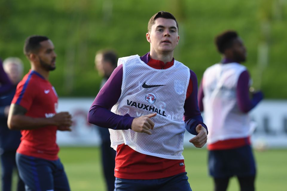  Michael Keane trained with the England squad for the first time on Tuesday