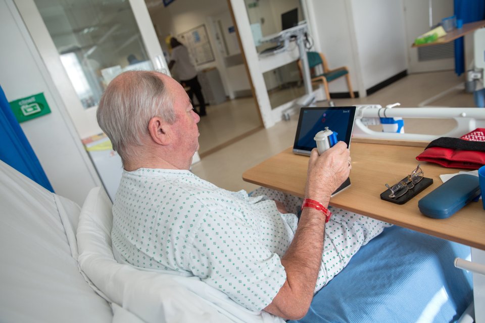  Basic virtual games have been designed for paralysed patients to use a tablet with a wireless electronic handgrip which vibrates to their response, however small, while playing