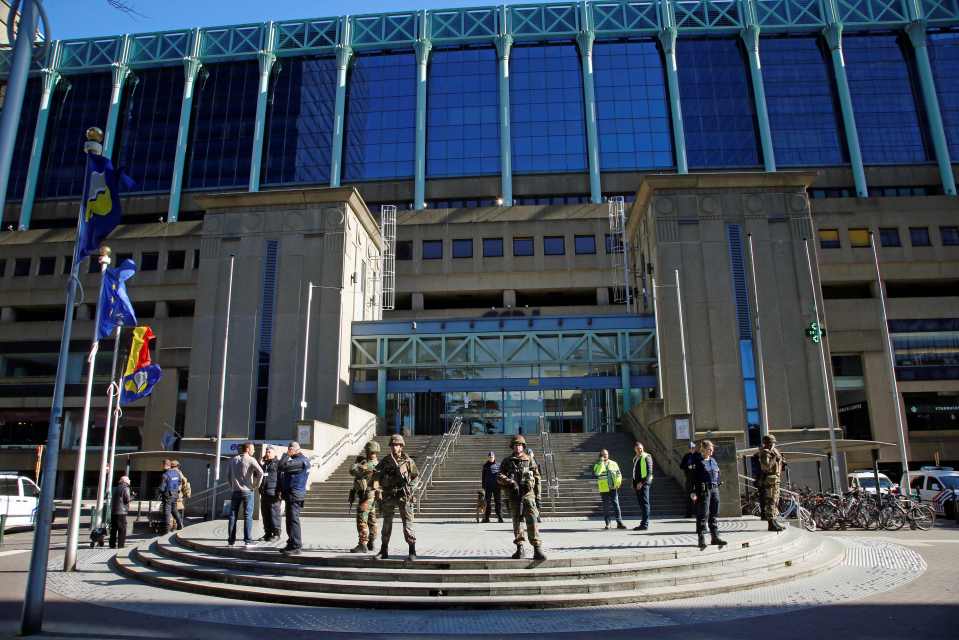  Armed police were seen standing guard during a bomb alert at the Brussels-North train station