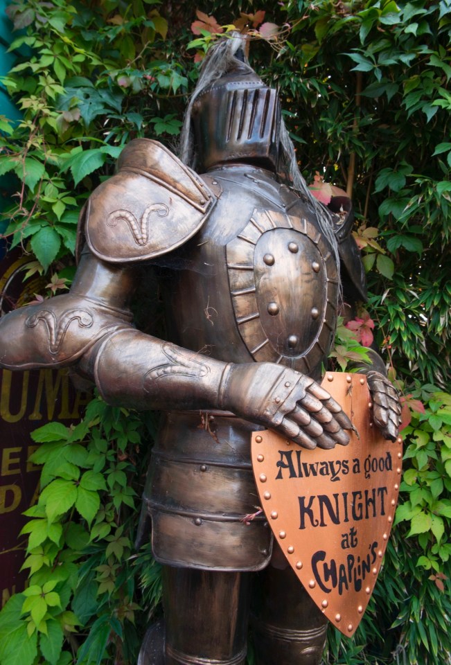  The garden is full of unusual touches such as a full suit of armour