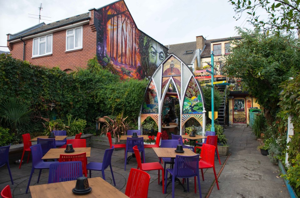  The garden features a real ale shed and colourful chairs