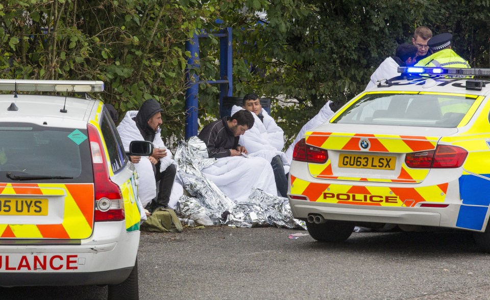  Police descended onto Clacket Lane after the driver found the group in the HGV