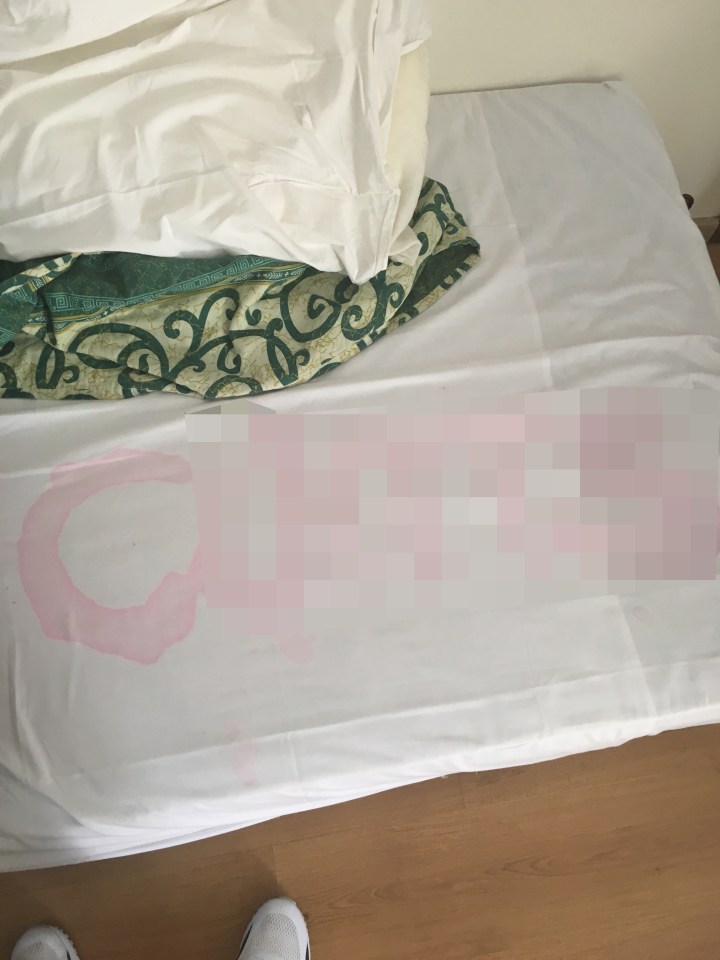  Horrified Michael entered his hotel room to find 'c****' scrawled over the bed sheets