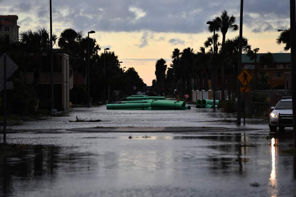 Jacksonville in Florida was also badly affected by floodwaters as waves crashed over seas defences