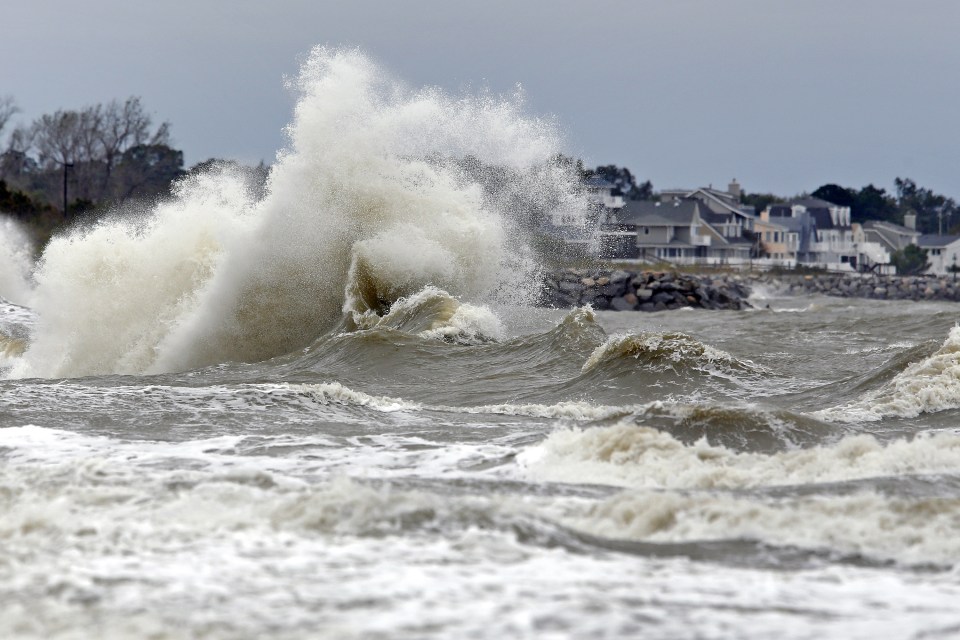  Waves crash ashore near Fort Monroe in the aftermath of Hurricane Matthew, another destructive storm which ripped through towns and communities