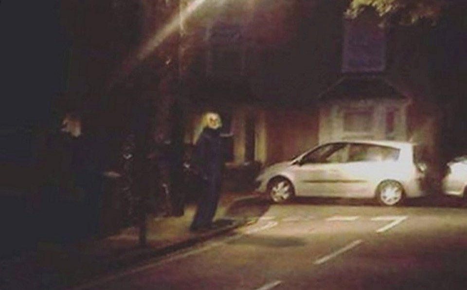 Creepy clowns wielding knives and hatchets are seen in the run up to Halloween - this picture was taken in Crawley in 2016