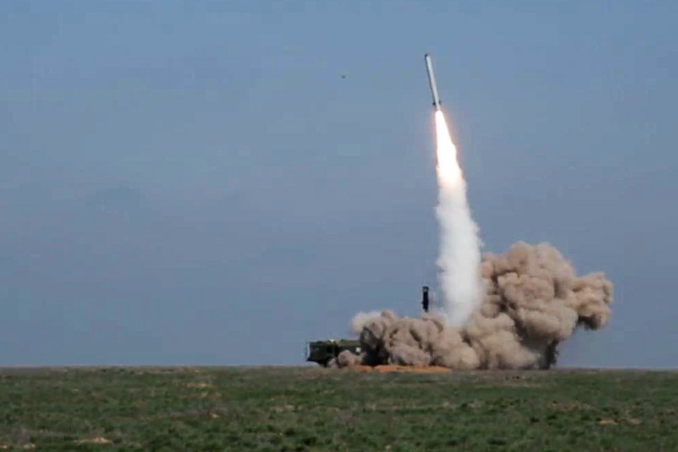 Pictured: This is the launch of a missile from an Iskander M tactical missile system at Kapustin Yar during a military exercise by the Russian Armed Forces