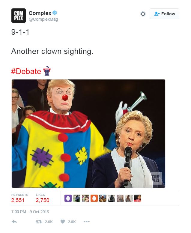  Ongoing clown epidemic sweeping the States got a mention in this widely shared Tweet