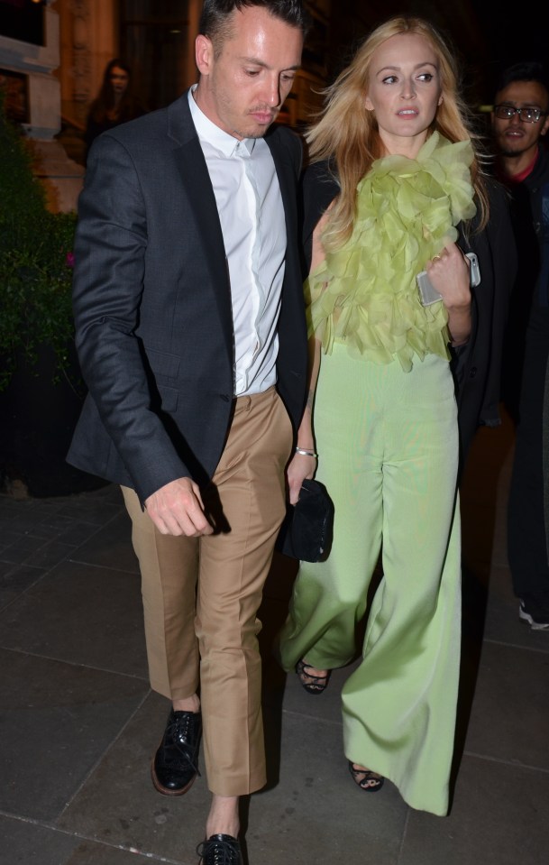  Fearne Cotton sported a lime green jumpsuit with a feathered bodice