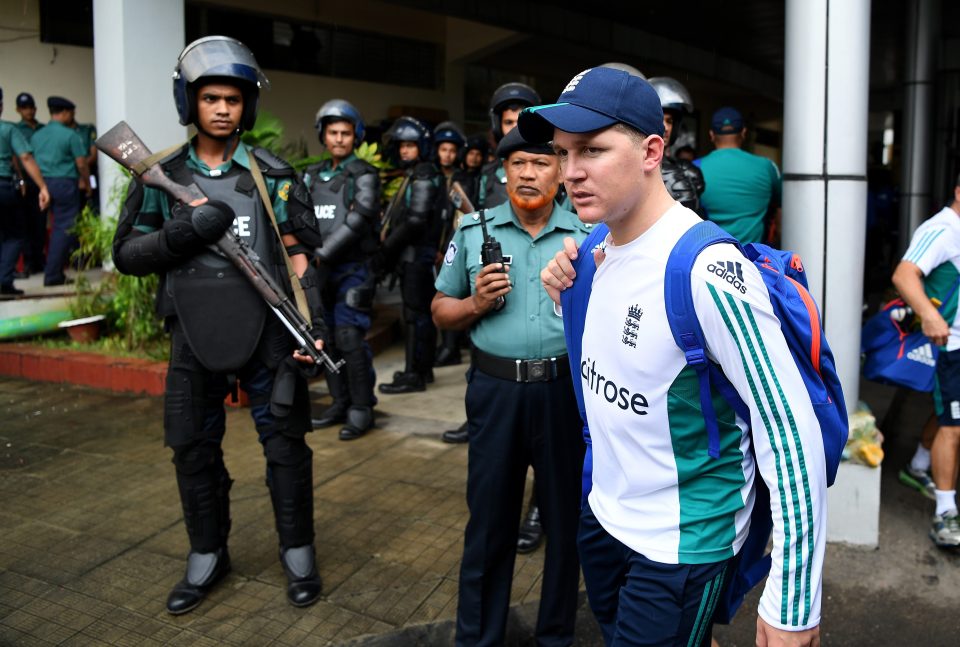  Gary Ballance heads towards training with the England team