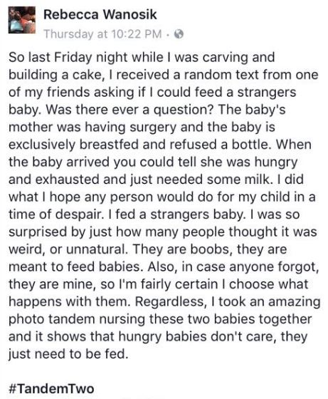  The Facebook post about the breastfeeding incident