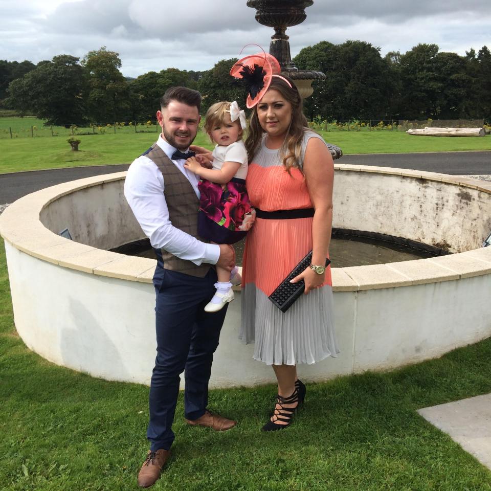  Sarah Lammie with partner Andrew and daughter Esme - they were the victim of a creepy clown