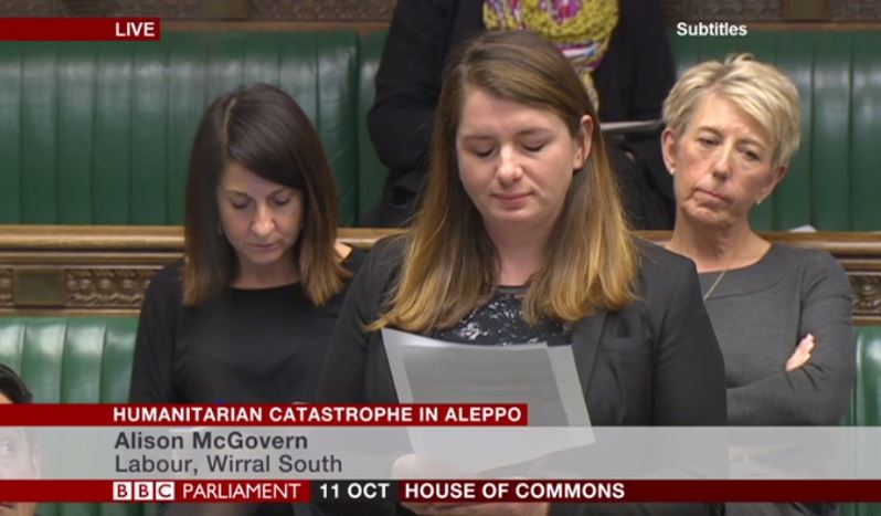  Alison McGovern breaks down in tears during a Parliamentary debate on Syria