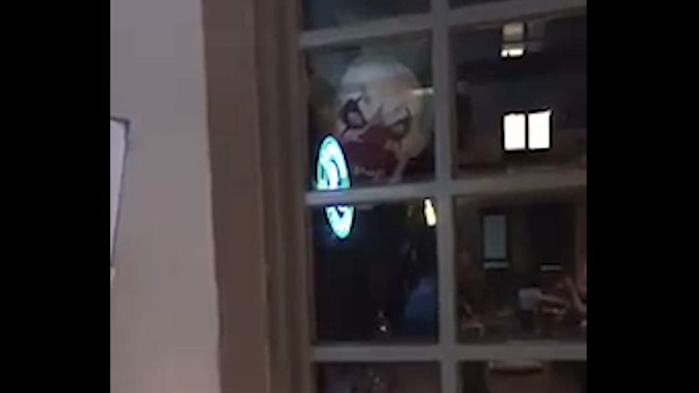  This creepy clown appeared at the window of a Berkshire restaurant