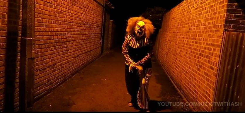  Prank ... Ash dressed as a killer clown and purposely targeted young victims