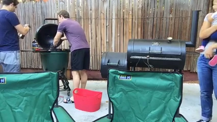  The Facebook founder seemed to be enjoying the cookout in his California home