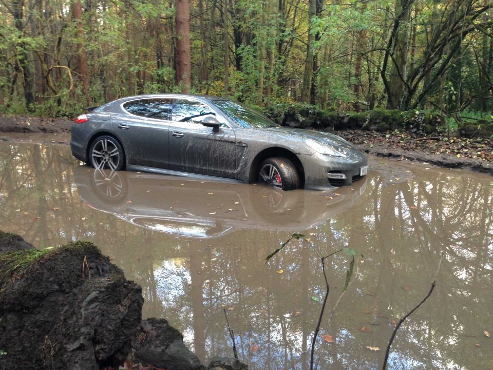  Andre Wisdom got that sinking feeling - when his £100,000 Porsche became submerged in a mud-filled pit three years before a Derby match