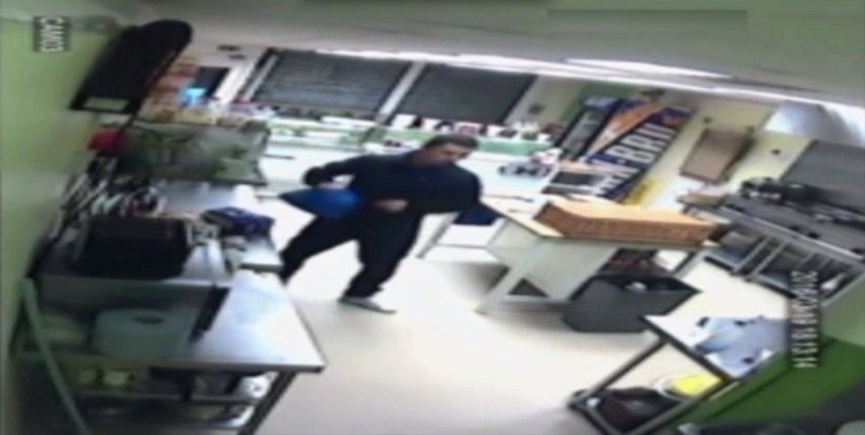  The last CCTV footage of Leathem inside his deli