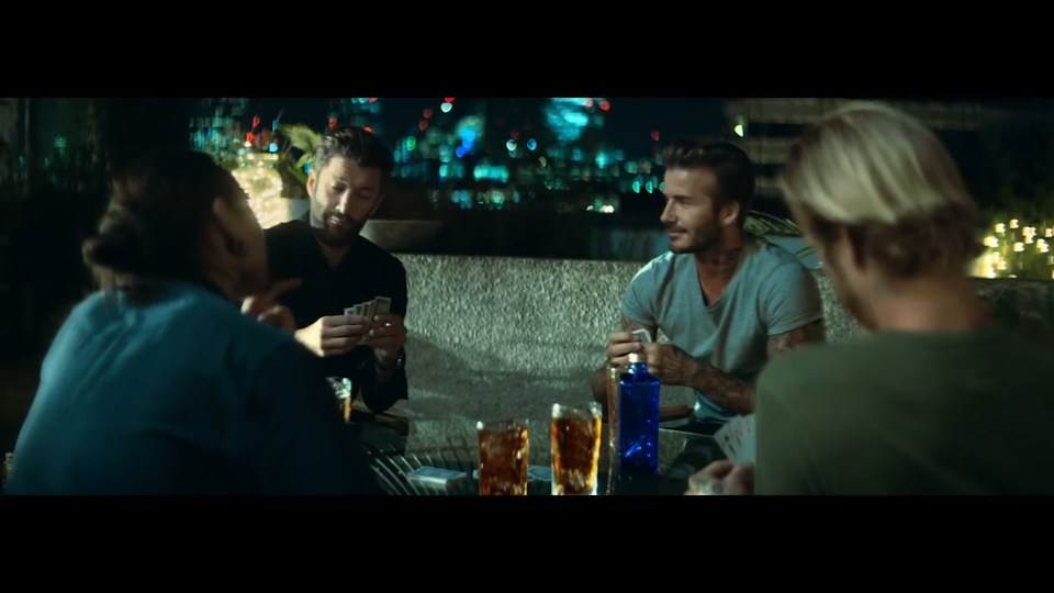  David Beckham playing cards in the new whisky advert he stars in