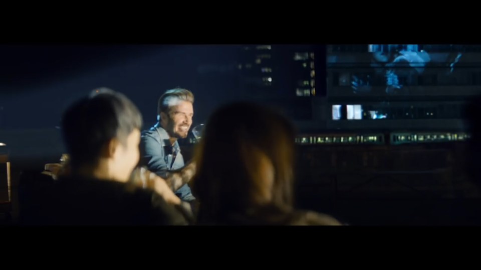  David drinks his whisky as he promotes the brand in the new advert