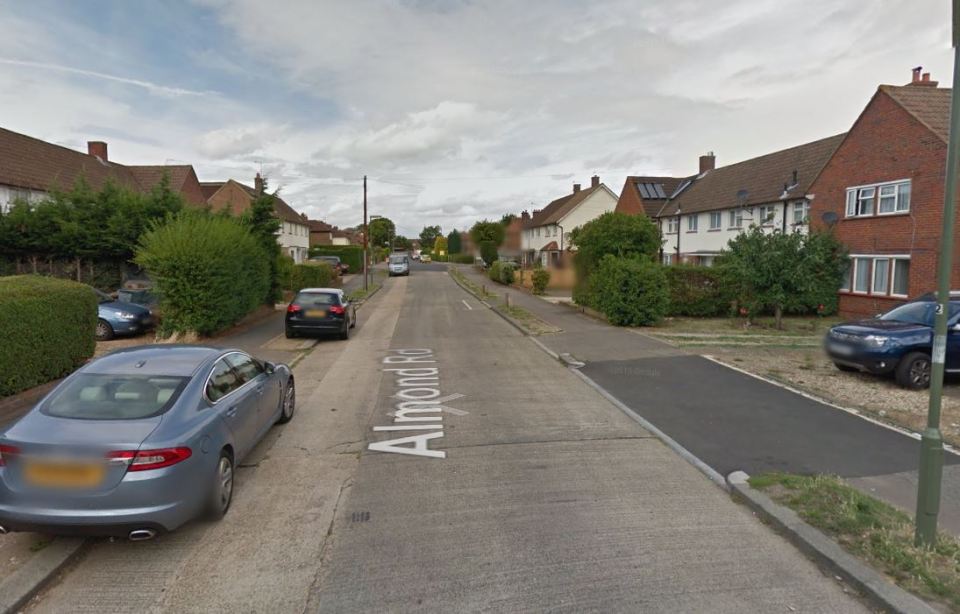  Police said the victim was walking in Almond Road, Epsom, Surrey, before he was attacked