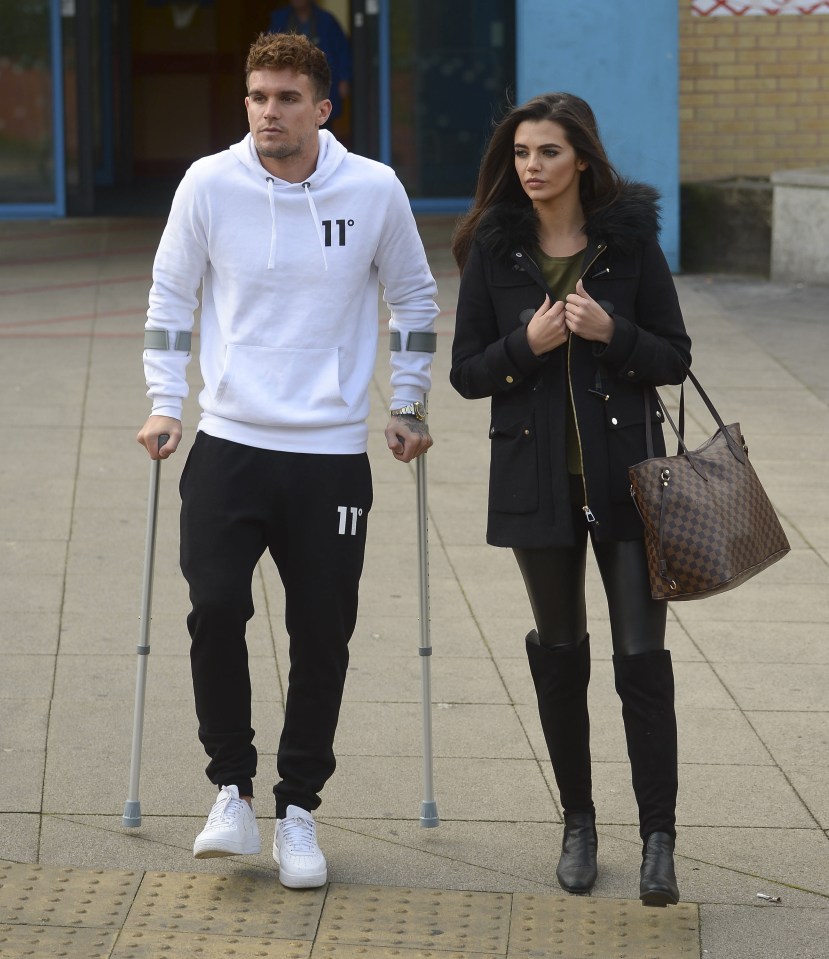  The Geordie Shore star damaged his knee ligaments while in a night club on Monday night and had to make his way from the hospital to the car with the help of crutches