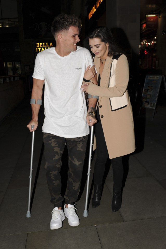  Crocked Gaz Beadle headed to a club on his crutches