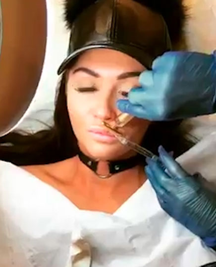 The beauty uploaded a video showing her undergoing the treatment on Twitter