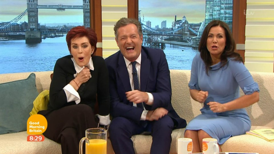  Sharon got a grilling from Piers before they both devolved into giggles