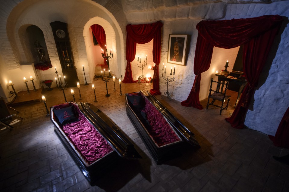 Fancy sleeping in a velvet-lined coffin for the night?