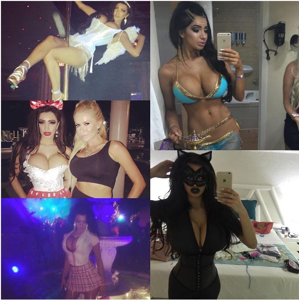  Chloe Khan shared this montage of her sexy Halloween outfits